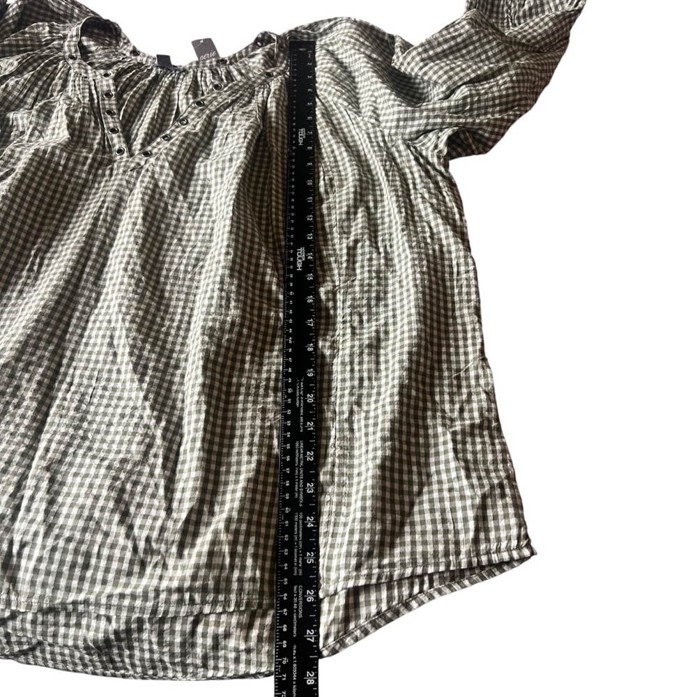 Arie‎ NEW Green & white woven Gingham fairy lightweight women’s top SZ L - Picture 10 of 11